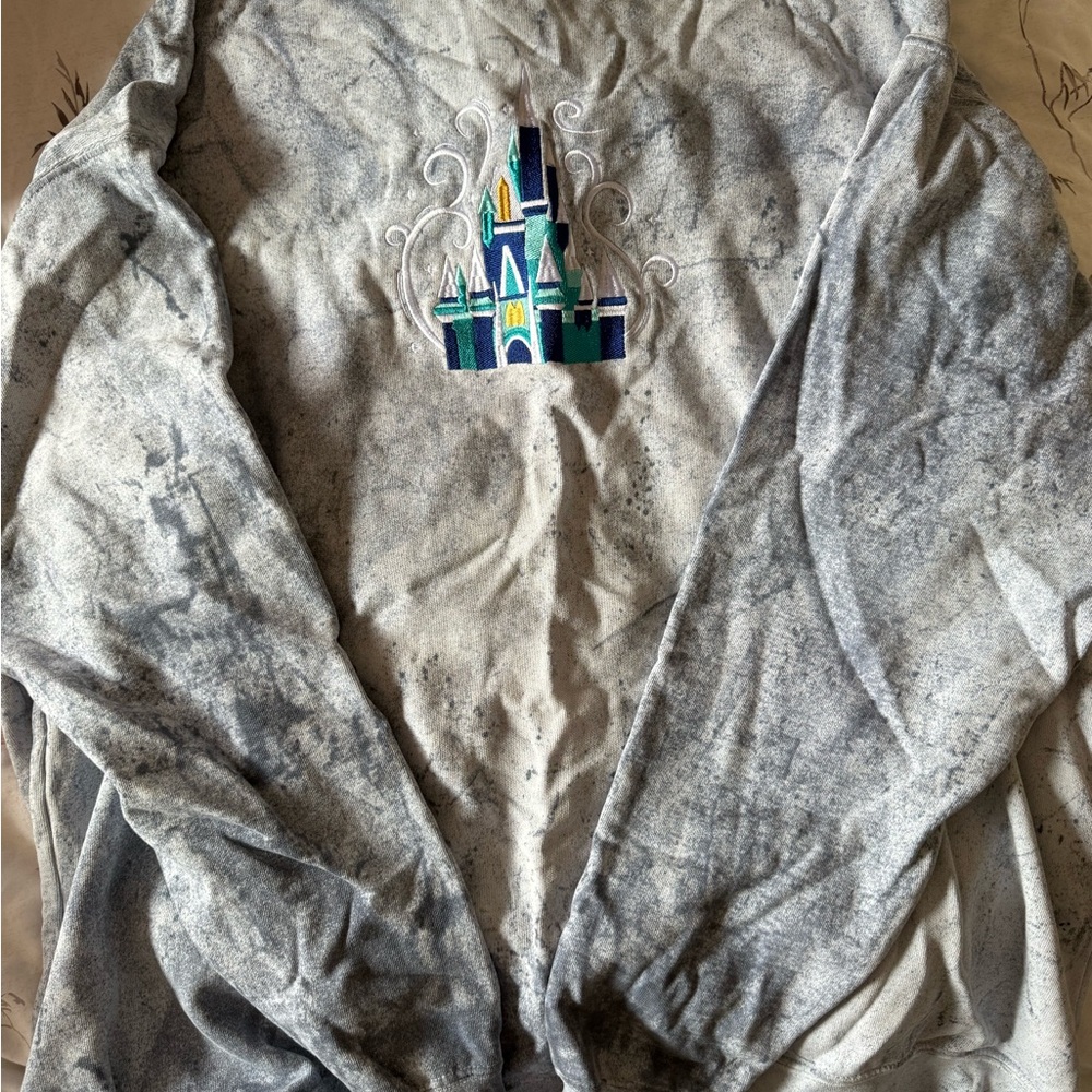 Disney Embroidered Tie-Dye Winter Castle Sweatshirt